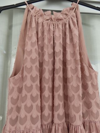 h&m vestido cóctel evasé halter rosa