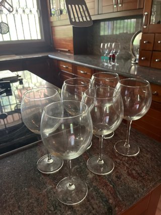 6 Copas de Vino de Cristal Transparentes
