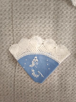Mantelería Redonda Vintage Azul Bordado Richelieu