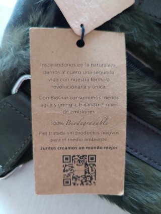 Bolso piel verde con pelo