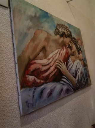 Óleo Escena de Enamorados