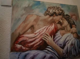 Óleo Escena de Enamorados