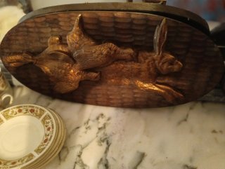 2 Cuadros Bronce Bajo Relieve Liebre y Patos