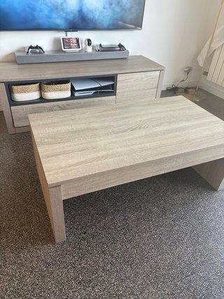 Mueble TV y mesa centro Kibuk madera
