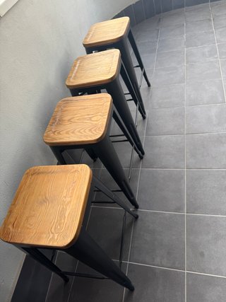 4 Taburetes Altos Metal Madera