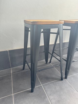 4 Taburetes Altos Metal Madera