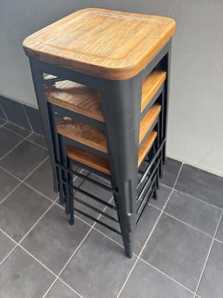 4 Taburetes Altos Metal Madera