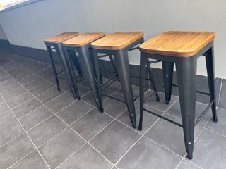 4 Taburetes Altos Metal Madera