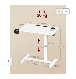 Escritorio elevable blanco o mesa auxiliar.
