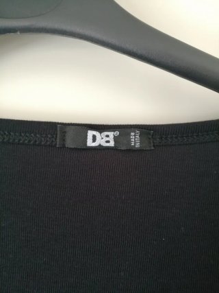 Canottiera nera "DB" con strass