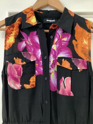Vestido largo Desigual floral negro