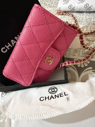 Borsa Chanel piccola rosa e oro