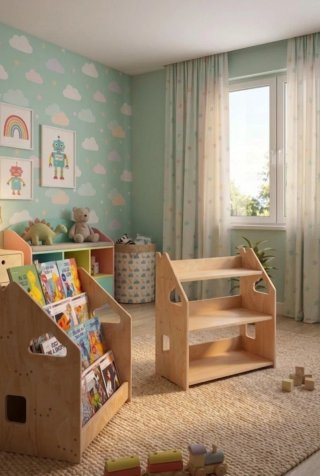 Libreria baja infantil con estanteria montessori