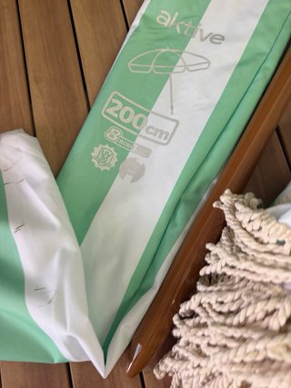 Sombrilla playa AKTIVE 200cm rayas verde/blanco