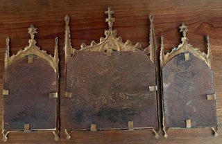 Tríptico Altar Neogótico Bronce S.XIX