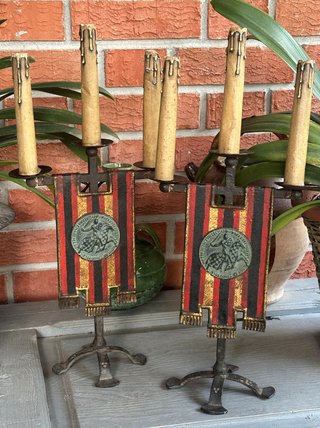 ANTIGUOS CANDELABROS NEOGÓTICOS - FRANCIA C. 1940