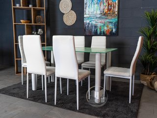 Conjunto de mesa con 6 sillas blanco