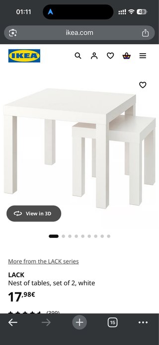 Juego mesas nido Ikea blancas