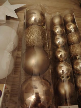 Lote adornos árbol Navidad blanco y dorado