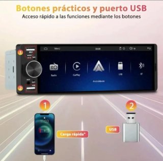 Radio Coche Pantalla 6.86 Carplay/Android 1 Din
