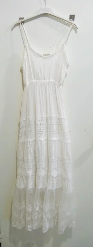Vestido blanco largo encaje talla única