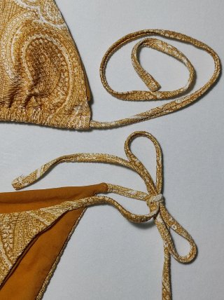 Biquini Triangular Amarillo Ocre - Estilo Boho