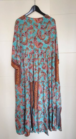 Vestido largo seda estampado 50 52 silk