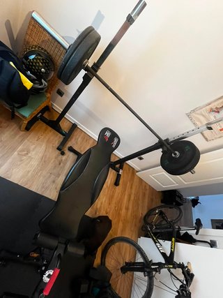 Banco, Rack, Barra y Pesas Gimnasio