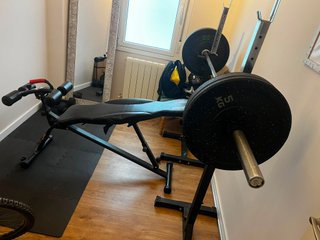 Banco, Rack, Barra y Pesas Gimnasio