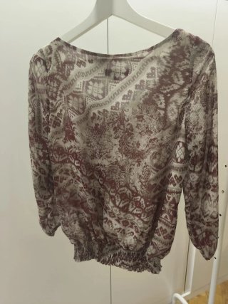 Blusa Festa Estampada Beige y Roja Talla M