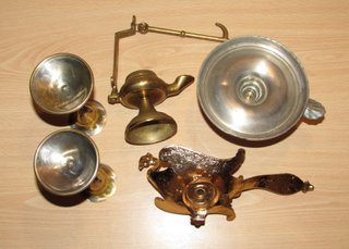 Lote candelabros porta velas ave pez chino candil