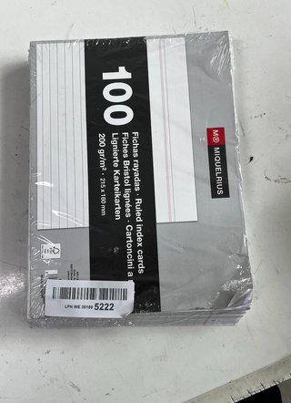 Fichas Rayadas Miquelrius 100 uds 215x160mm