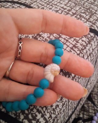 Lote 3 braccialetti gomma con perline