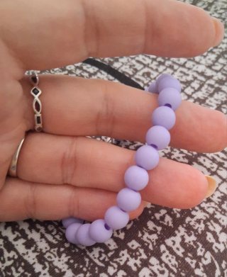Lote 3 braccialetti gomma con perline