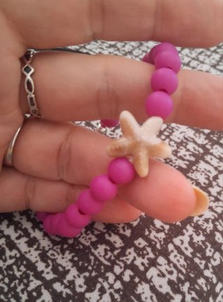 Lote 3 braccialetti gomma con perline