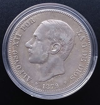 Dos Pesetas 1879 (18-79) EMM ¡Plata MBC+! (AlfXII)