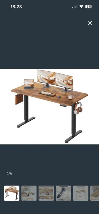 Mesa Escritorio Elevable DEVAIS Madera y Metal