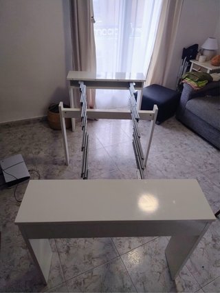 Mesa extensible blanca brillo