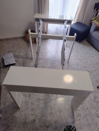 Mesa extensible blanca brillo