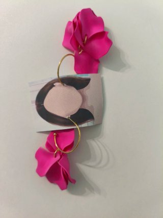 Pendientes pétalos rosa y dorado