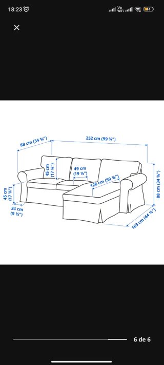 Sofá EKTORP IKEA 3 plazas con chaiselongue