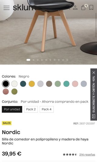 SKLUM lote 4 Sillas Diseño Gris