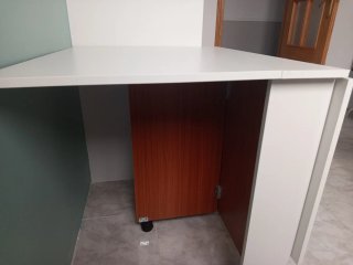 Mesa plegable cocina madera y blanco