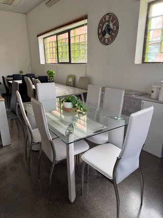 Nuevo mesa comedor blanca de cristal + 6 sillas
