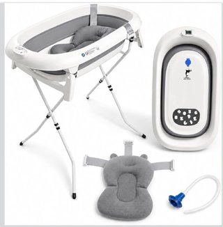 Bañera plegable bebé con soporte y termómetro