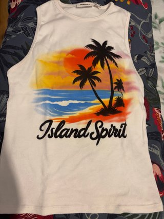 Camiseta Tirantes Bershka Talla M Estampado Tropic