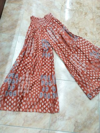 Pantalón ancho estampado algodón hecho en la india