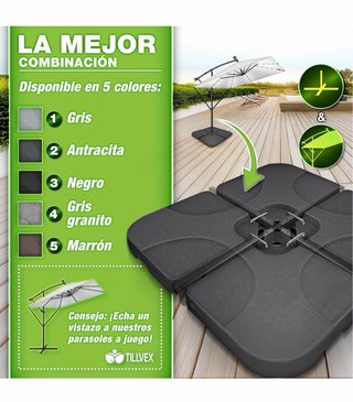 Base Sombrilla 120Kg Plástico Negro