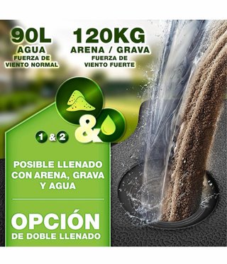 Base Sombrilla 120Kg Plástico Negro