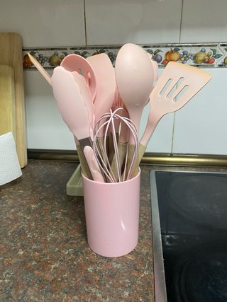Freidora de aire rosa CREATE + utensilios
